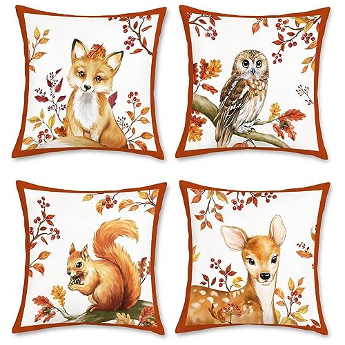 Fundas De Cojín De Animales De Otoño De 18 X 18 Pulga...