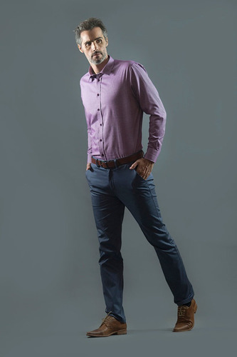 Camisa Polo Hombre Manga Larga Talles Grandes Elegant Lila