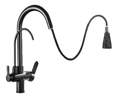 Griferia Mesada Negra Gourmet Extensible Pico Para Purificad