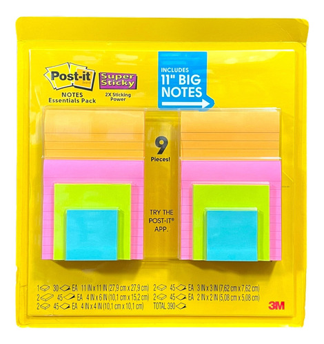 3m Post-it Súper Sticky Big Notes + Value Pack 8 Pads Mixto Color Colores Mixtos