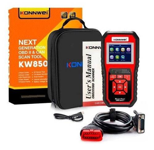 Escaner Automotriz Konwei Kw850 Con Estuche Cables Nuevo 