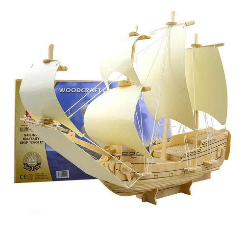 Imagen 4 de 6 de Rompecabezas 3d Madera Barco