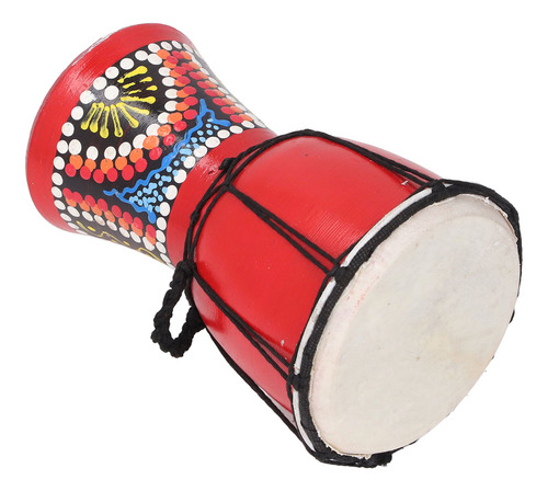Tambor Africano De 4 Pulgadas, Color Rojo, Estampado Clásico