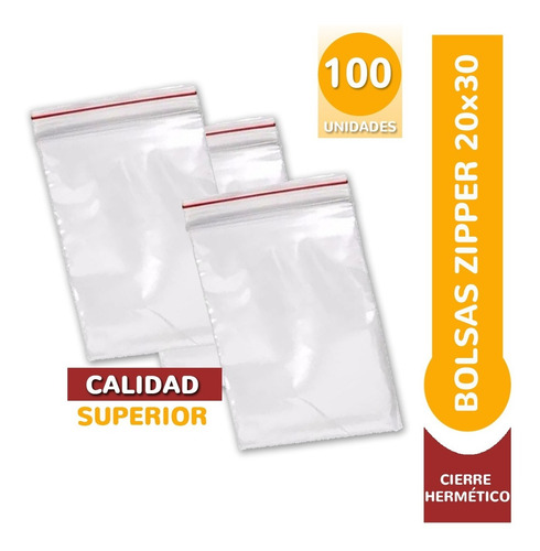 Imagen 1 de 8 de Bolsas Con Cierre Hermético Zipper 17x25 Cm Pack X 100 U