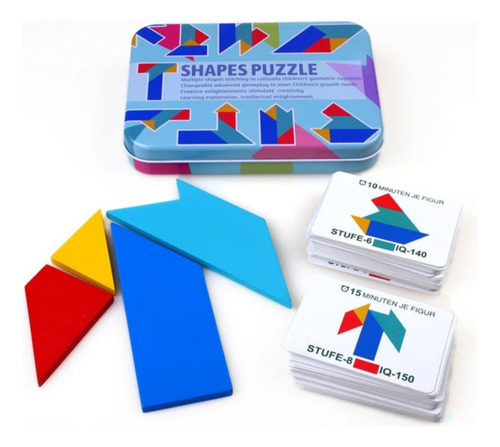 Juego Didáctico Tangram 3d Rompecabezas  En Madera Niños 