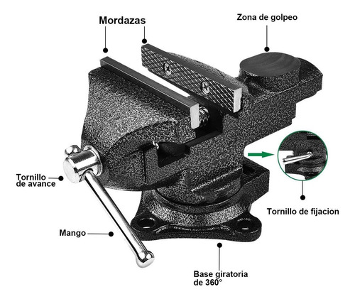 Tornillo De Banco 3 Pulgadas Base Giratoria 360 Grados