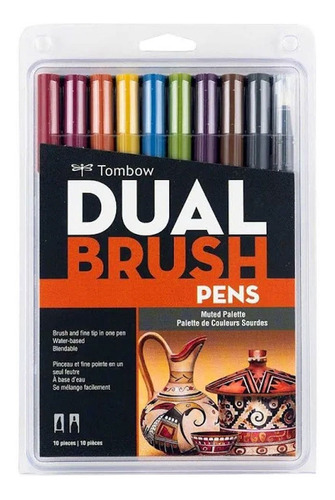 Marcador Pincel Tombow Dual Brush 10 Cores Suaves Cor Tons Suaves