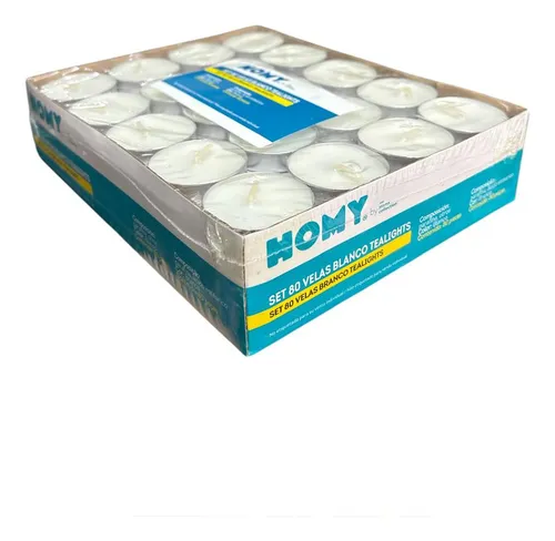 Juego Velas Tea Light Pebetero Set X 80 Unidades Blancas