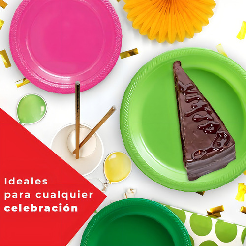 80 Platos De Plástico Grandes Desechable Colores Amscan Colores Amarillo