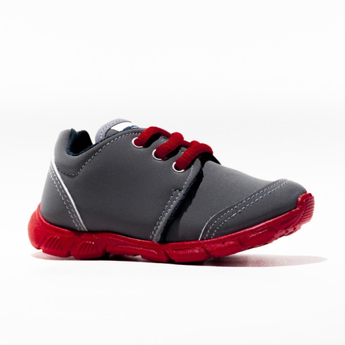 Imagen 2 de 8 de Zapatilla Urbana Niños Toy Gris Y Rojo (20 Al 26) Art H25gr