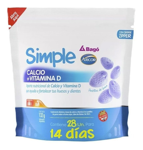 Suplemento en gomitas Laboratorios Bagó  Simple Calcio + Vitamina D sabor frutos rojos en sachet 28 un