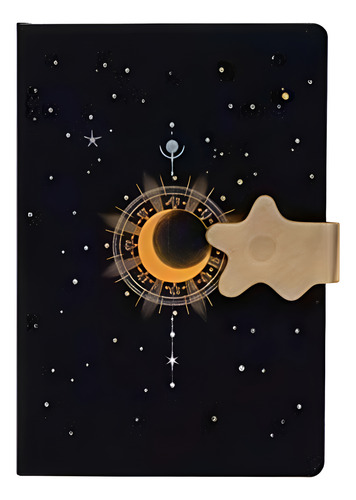 Libreta 100 H Negras Universo Estrellas Broche Magnético Luna