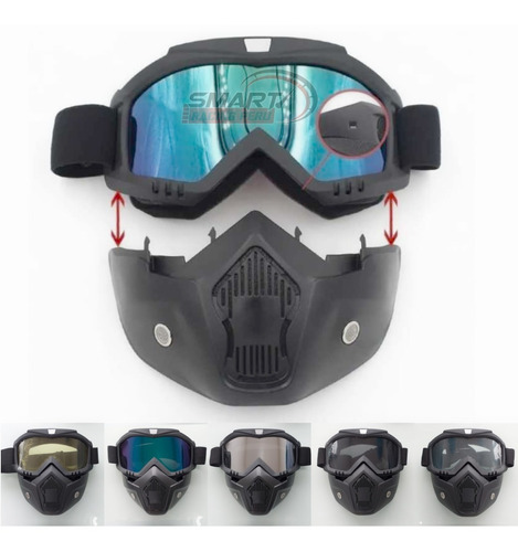 Máscara Modular Con Gafas Desmontables Para Motociclista