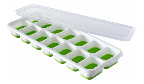 Bandeja Silicona Para Cubito Hielo Flexibl 14 Celda Tapa 1