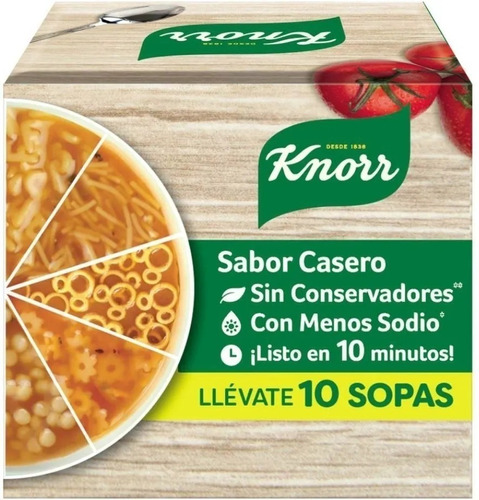10 Sobres De Sopa Preparada Knorr Surtida De 95gr C/u