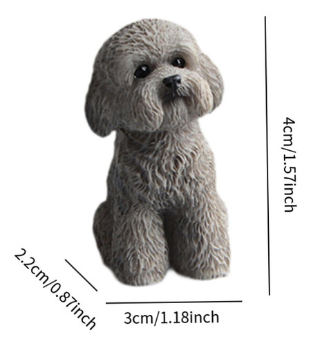 Figura En Miniatura De Perro, Accesorios Gris En Cuclillas
