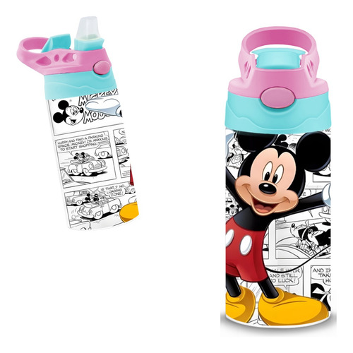 Termo Infantil Mickey Mouse Disney Acero Inoxidable 320 Ml Celeste