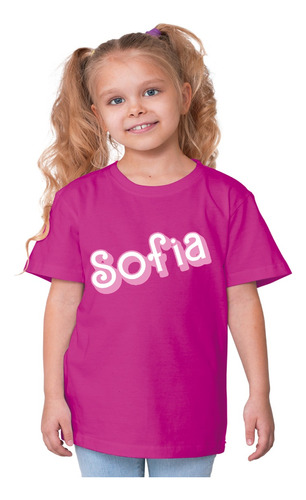 Remera Algodon Fuccia Barbie Girl Niña Nena Personalizada