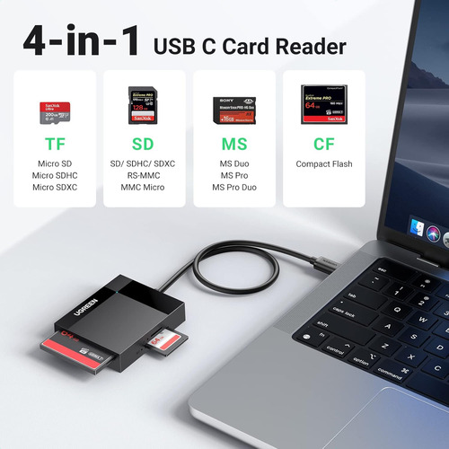 Lector De Memorias Ugreen Usb Tipo C Negro