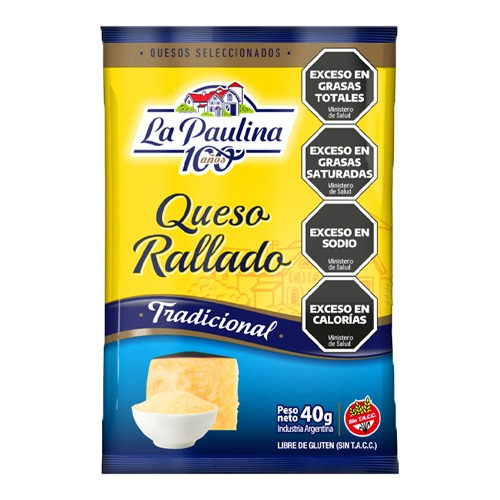 Queso Rallado Sin Tacc La Paulina 40 Grs Pack 24 Un