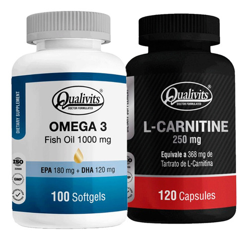L Carnitina 250 Mg X 120 + Omega 3 Fish Oil X 100 Qualivits Sabor Natural