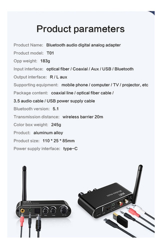 ' Convertidor Dac De Receptor De Audio Inalámbrico Bluetooth