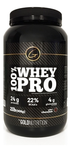 Suplemento en polvo Gold Nutrition  100% Whey Pro proteínas sabor chocolate en pote de 908g