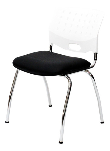 Imagen 1 de 1 de Silla de escritorio JMI Greta fija cromada ergonómica  blanca y negra con tapizado de cuero sintético
