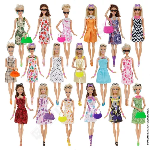 Kit 56 Peças Roupas E Acessórios Boneca Estilo Barbie