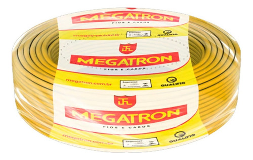 Cabo Flexivel 4mm 15 Metros Megatron Rolo De Fio 4mm 15m Cobertura Amarelo
