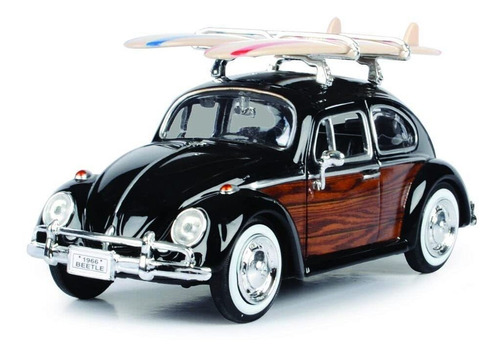Toy Cars 1966 Vw Beetle Negro Panel Madera Do Tabla Surf 1