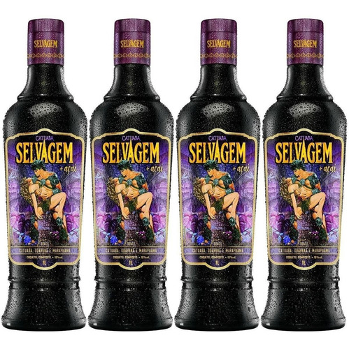 Caixa 4 Catuaba Selvagem Açaí 1 Litro Coquetel
