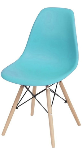 Silla Eames Dkr Mase En Madera Turquesa