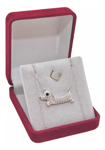 Collar Choker ,con Dije Perro Salchicha En Plata.