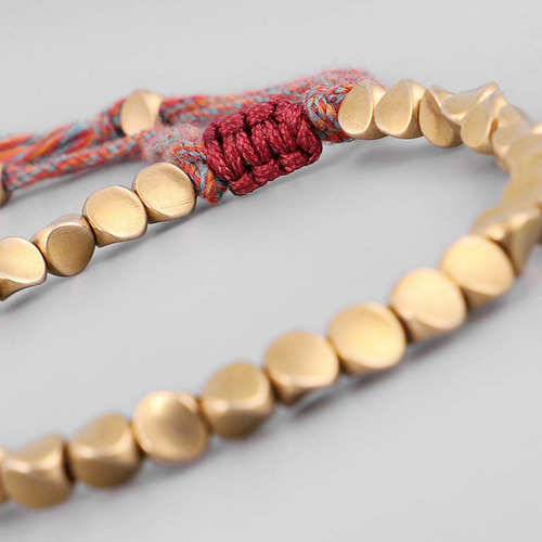 Pulsera De Cuentas De Cobre Tibetano Hecha A Mano Pulsera