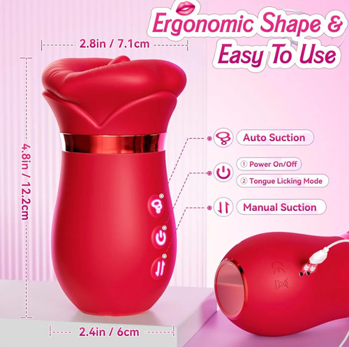 Massageador Elétrico Profissional Max Vácuo E Língua 4 Em 1 Vermelho