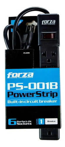 Regleta Forza Ps-001b 2200w 6 Tomas Color Negro
