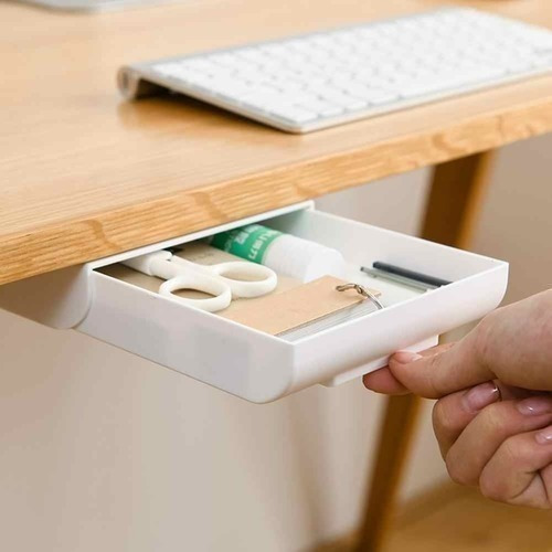 Imagen 3 de 8 de Cajon Secreto Autoadhesivo Escritorio Organizador Blanco