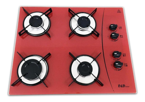 Fogão Cooktop D&d 4 Bocas Vermelho A Gás