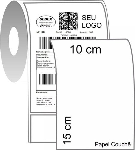 Imagem 3 de 4 de *3un Etiqueta Térmica Ou Couche Zebra/argox 10x15cm