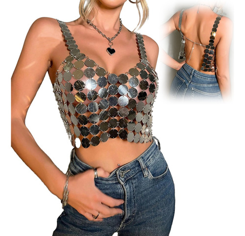  Strapless Sparkling Sexy Halter Fiesta Moda Camiseta