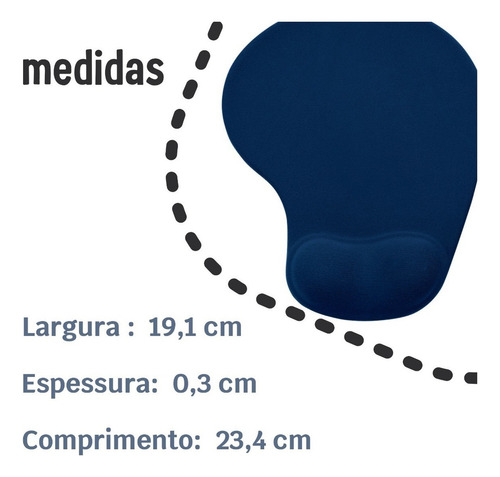 Mousepad Ergonômico Com Almofada Apoio De Punho Cor Preto