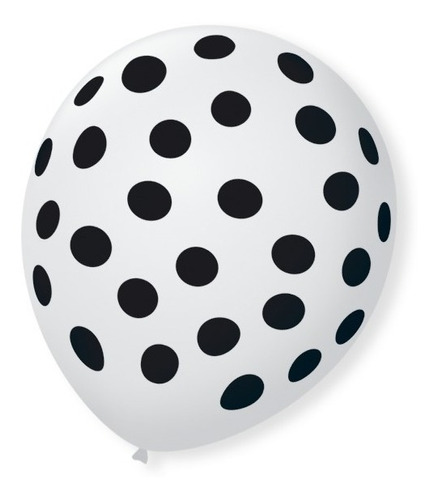 São Roque Balão 9¨ Bolinha Branco/preto Decorado 25un