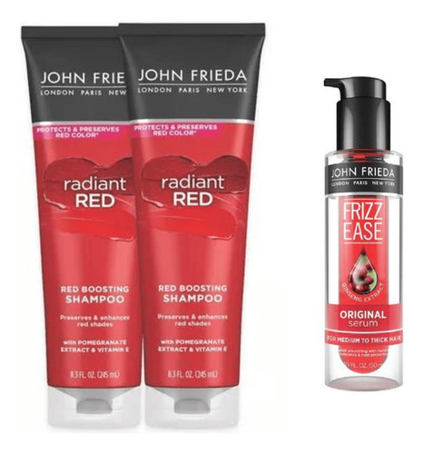 Jhon Frieda Cuidado+brillo Rojos Shampoo + Acond + Serum