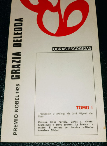 Libro Grazia Deledda Obras Escogidas P. Nobel 1926 Aguilar
