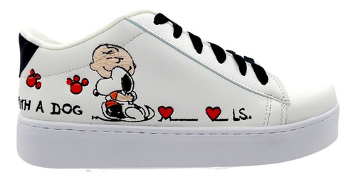 Tenis Bordado De Charlie Brown Y Snoopy,para Toda La Familia