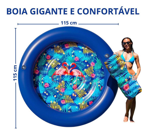Boia Inflável Colchão Piscina Praia 3x1 Drink Tropical Cor Azul