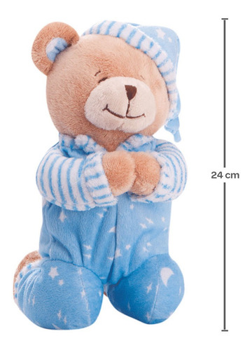 Imagem 2 de 2 de Pelúcia Ursinho Que Ora Buba Azul 20cm