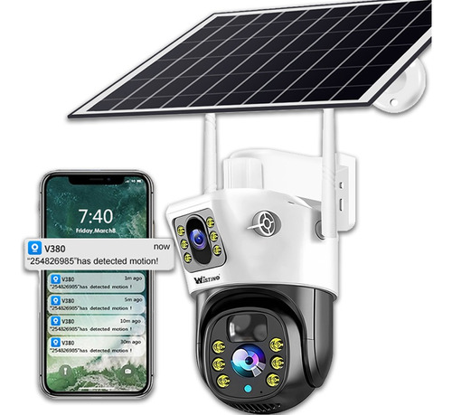 Cámara Solar 4g 6mp V380pro Ip66 Impermeable De Doble Lente