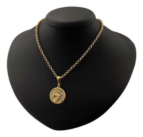 Colar São Jorge Ogum Semijoia Banhado A Ouro 18k Cor Dourado